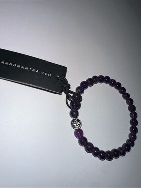 Mala and Mantra Purple Amethyst Bracelet with Silver Accent New